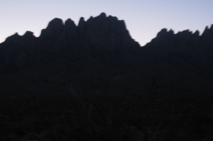 Pre-sunrise view of Organ Mts from trailhead