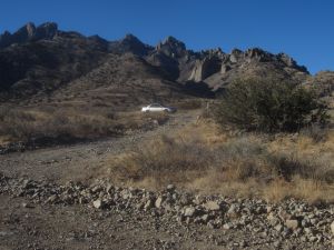 Trailhead from CR B023. Note the "screening" juniper on left and berm of scraper-produced rocks along roadside.