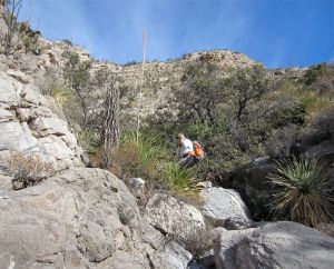 Steep and bouldery entrance into N4 (Slab Canyon)