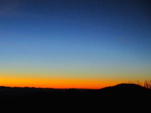 View of sunrise from the east side of Emory Pass - on short days you'll want to arrive at the trailhead early!